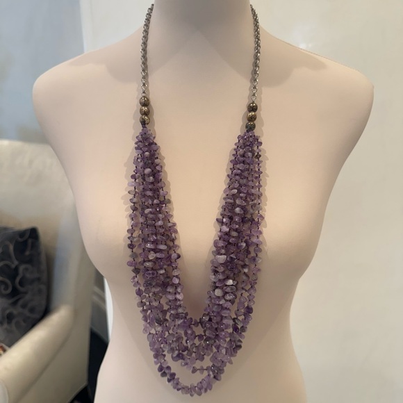 Elegant Purple Amethyst Beaded Necklace - Picture 1 of 3